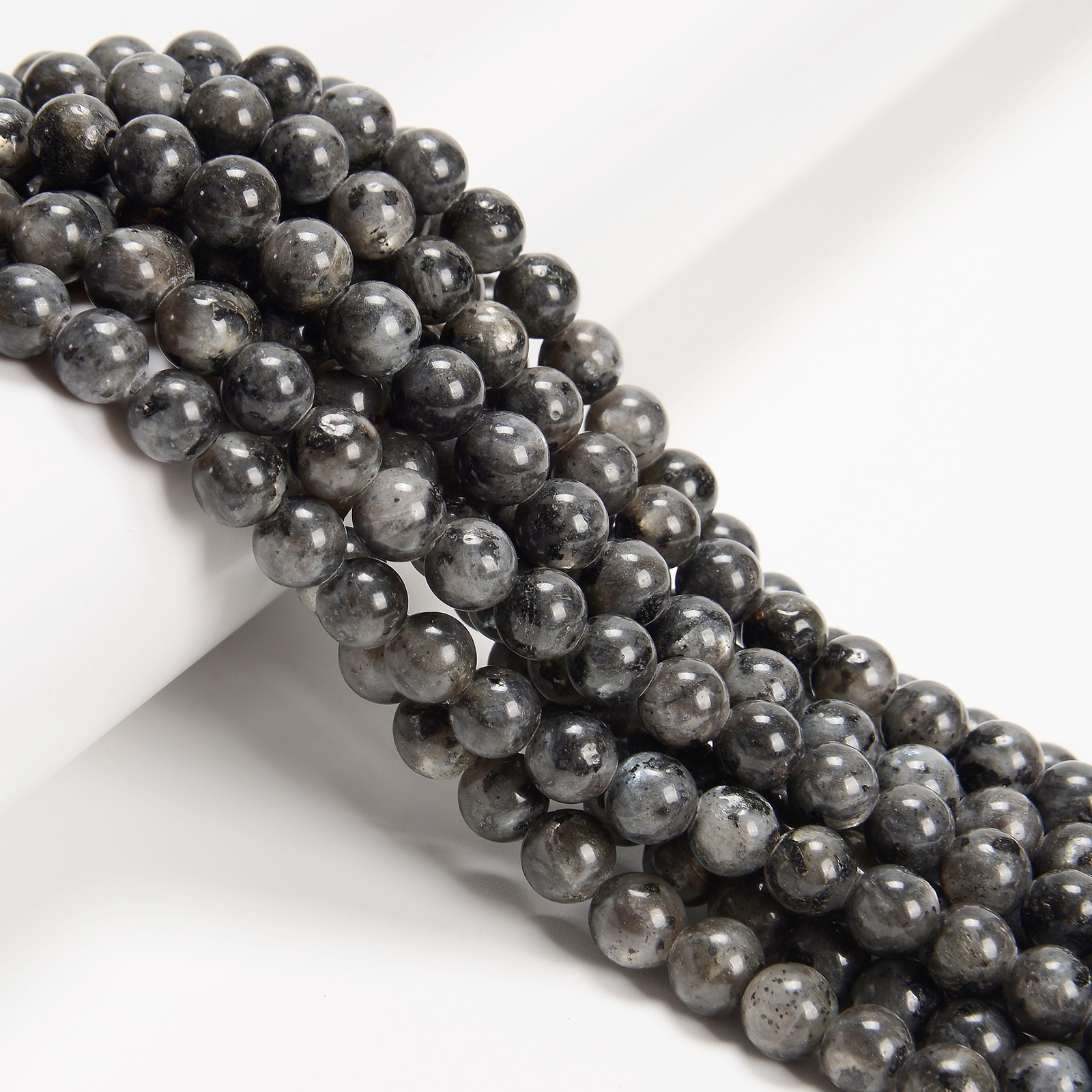 2.0mm Hole Larvikite Labradorite Smooth Round Beads 6mm 8mm 10mm 15.5″ Strand