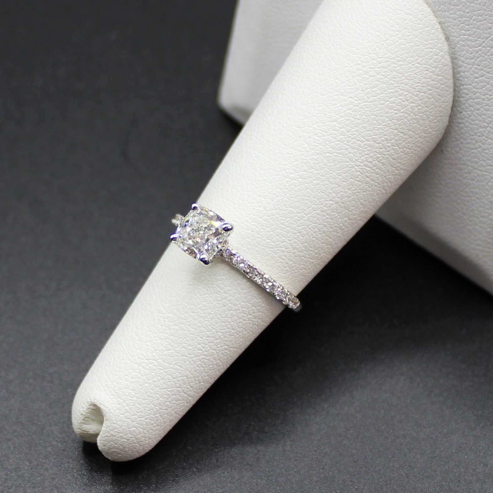 18K White Gold 1.37CTW H VVS2 Cushion Cut Diamond GIA Engagement Wedding Ring