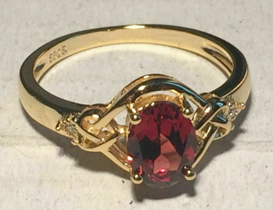 Garnet Ring Natural 8x6mm Stone Solid Sterling Silver Sizes 6.5 to 10 US