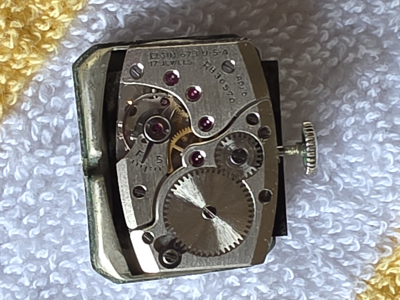 Vtg. 1950s Elgin 23mm Manual Wind, Art Deco Lugs, 10k White GF Case, Runs Smooth