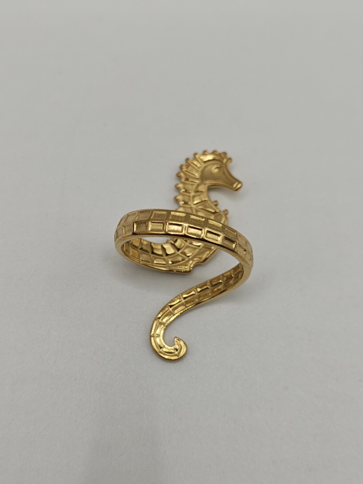 18K Gold Plated 304 Stainless Steel Beach Seahorse Adjustable Bypass Ring Size 7