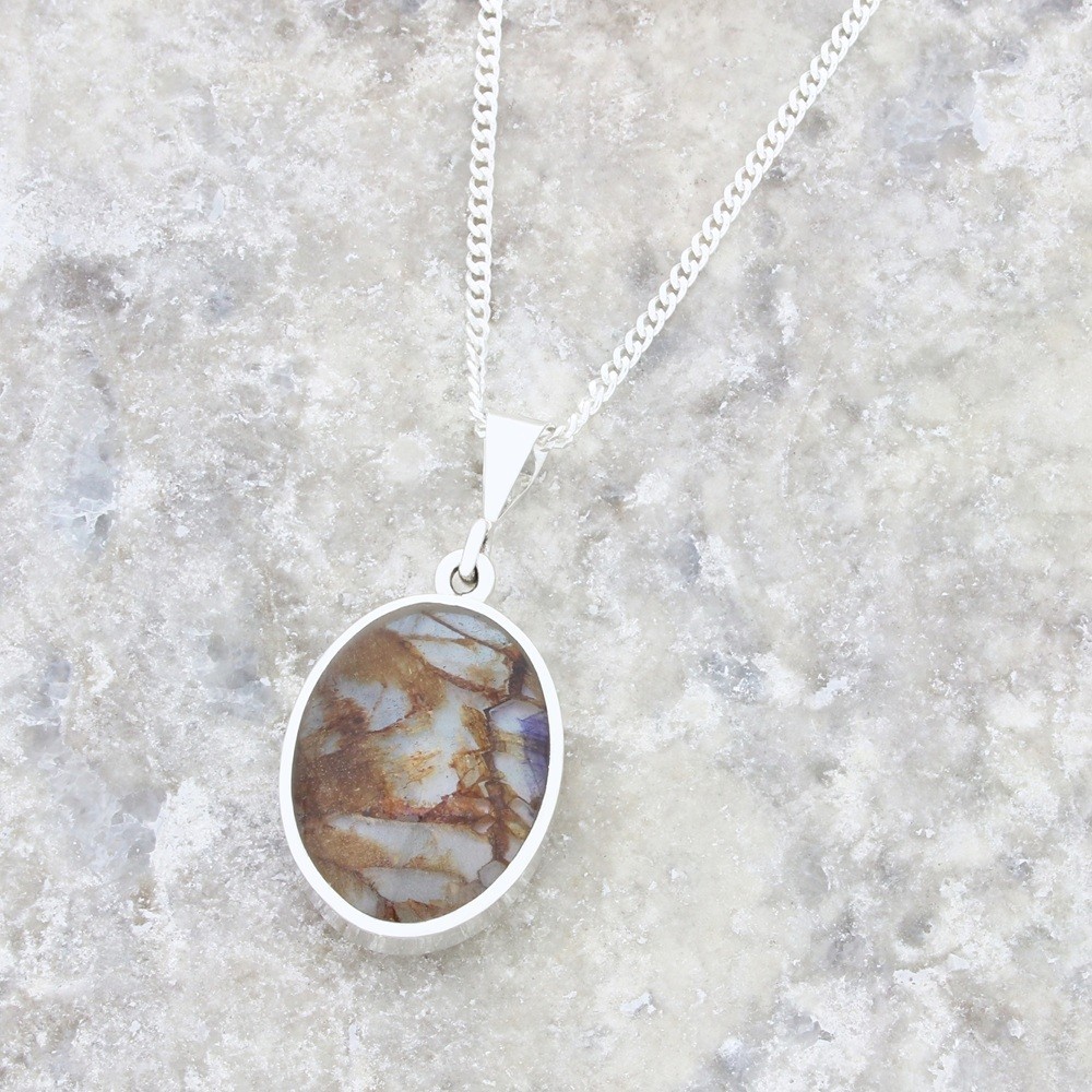 Derbyshire Blue John Reversible Sterling Silver Necklace DBJ707