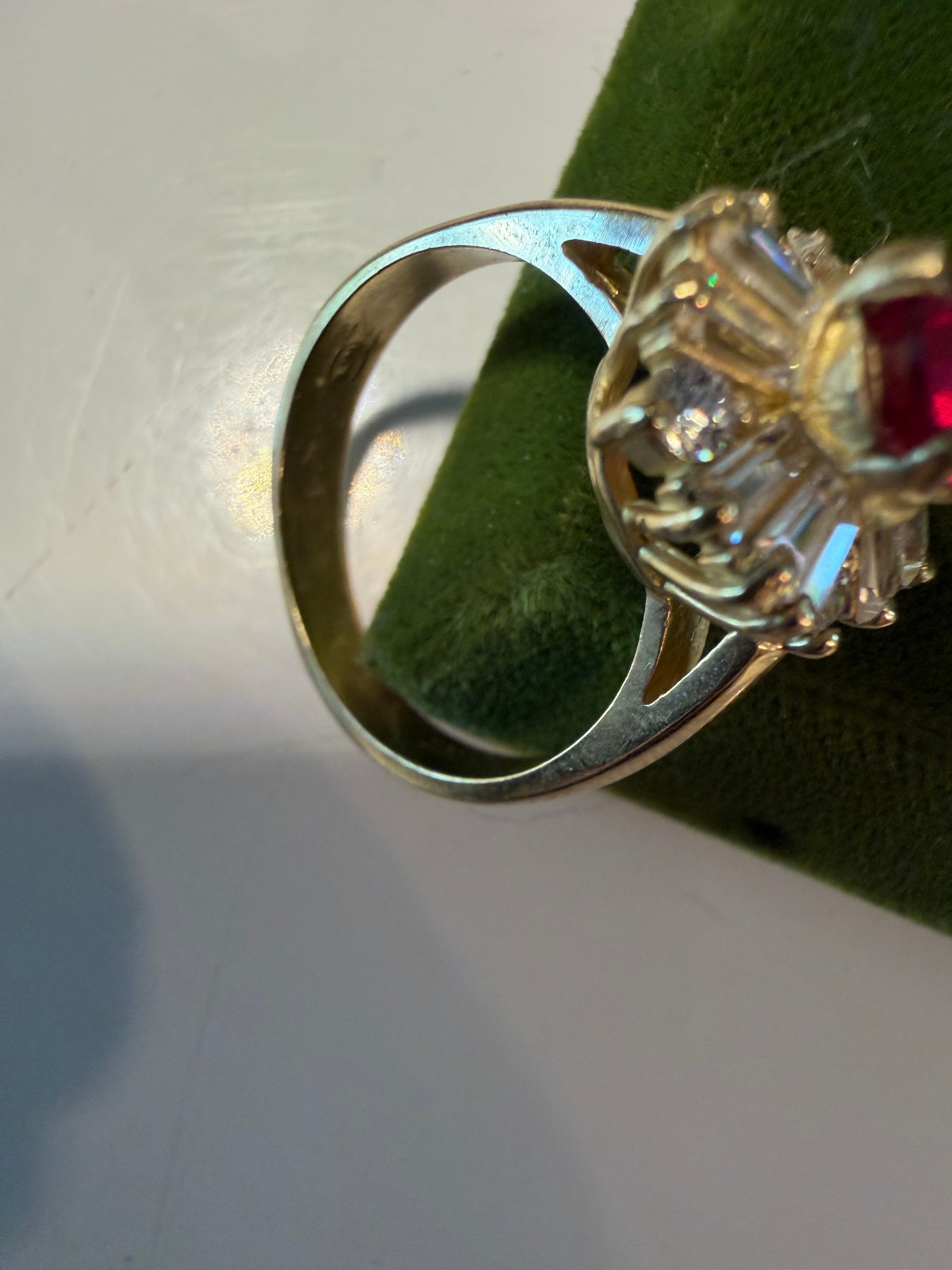 Vintage SOLID 10KT BJM Gold Stamped Red Size 8 Ring 4.71g NOS NOI!