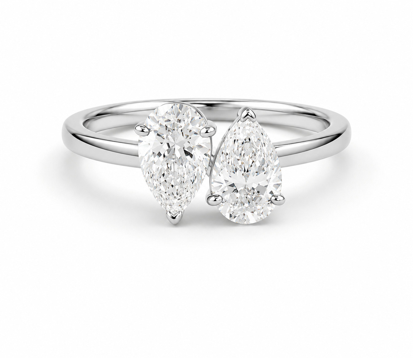 2.00Tc IGI Certified Lab Grown East West Pear Toi Et Moi Ring in Sterling Silver