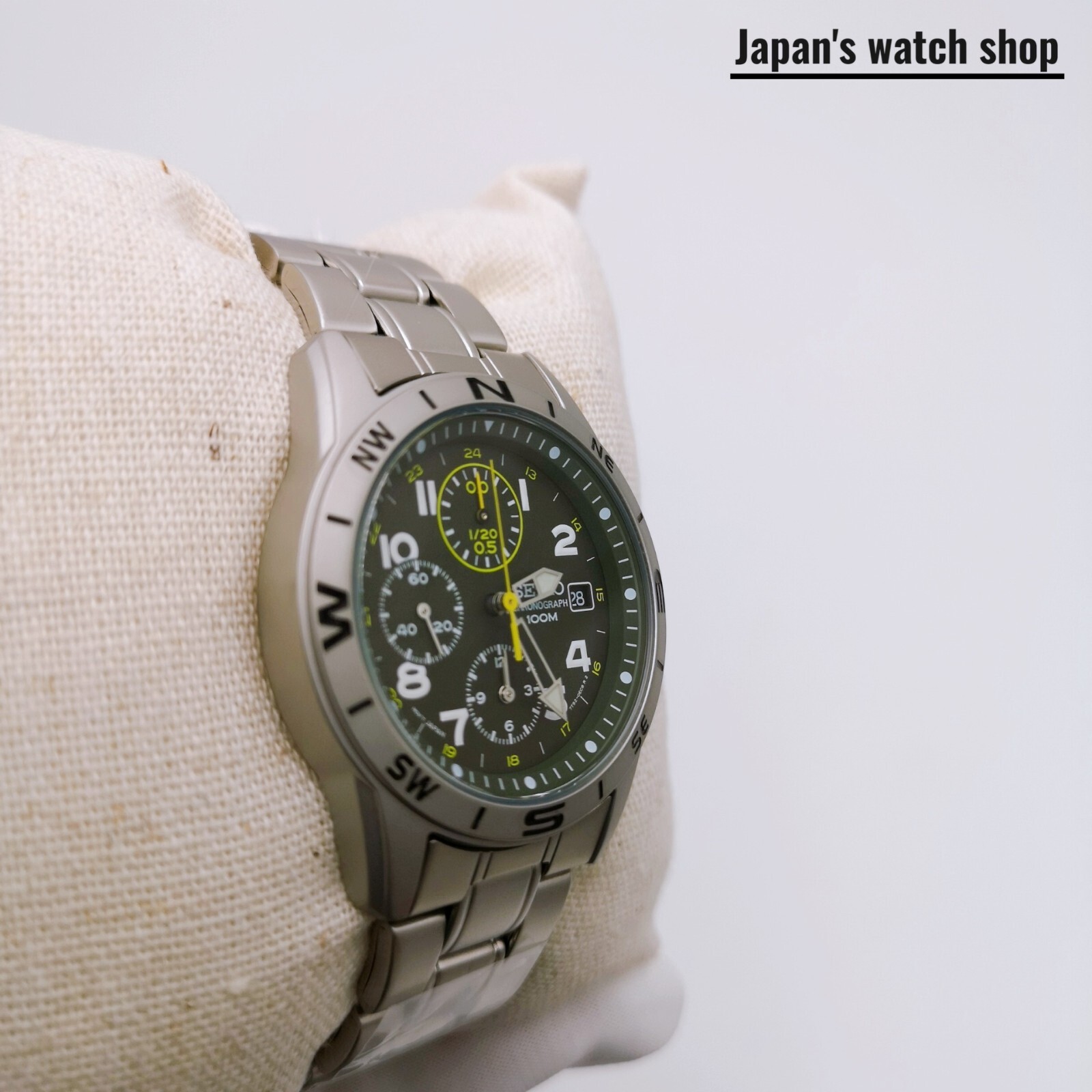 SEIKO SND377P Dark Olive Green Chronograph Men’s Watch New in Box