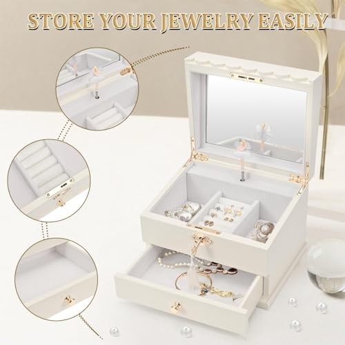 Lihou PapaQ Wooden Ballerina Medium Musical Jewelry Box with Mirror and Lock …