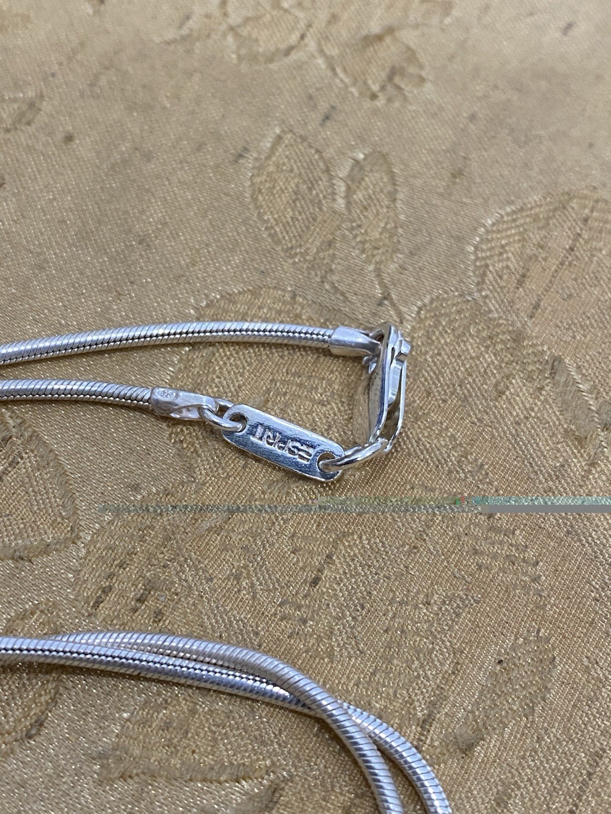 Esprit 925 Sterling Silver Designer Snake Rope Chain Heart Pendant Necklace 16”