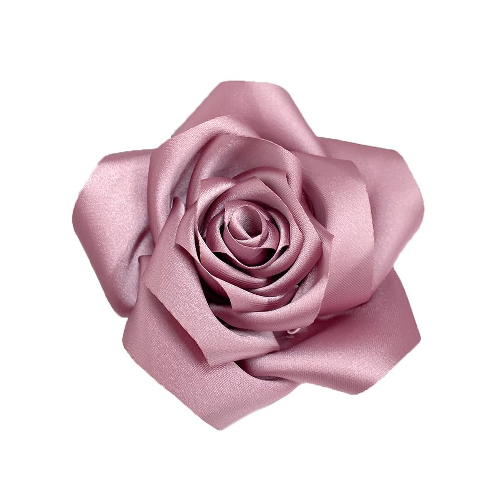 Dainty Satin Rose Flower Large Brooch Lapel Pins Delicate Elegant Handmade Fabri