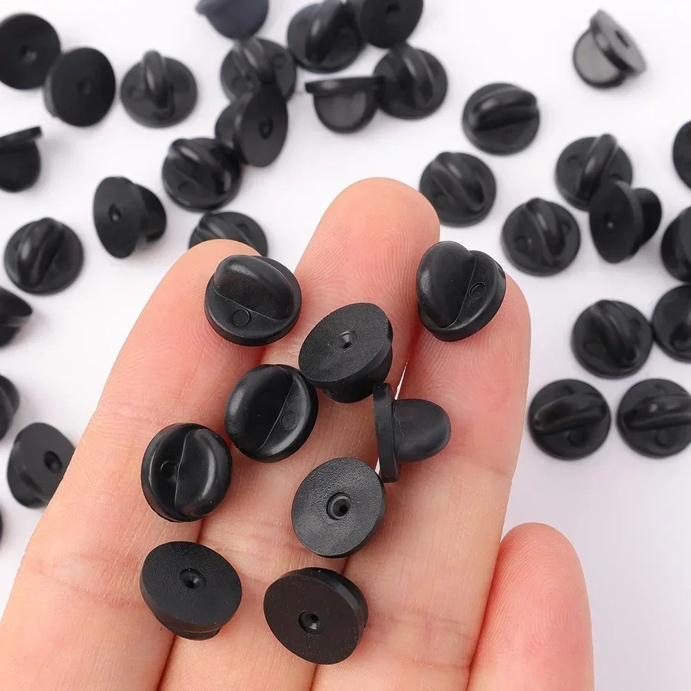 500-50pcs Black PVC Rubber Pin Backs Butterfly Clutch Tie Tack Lapel Holder Clas