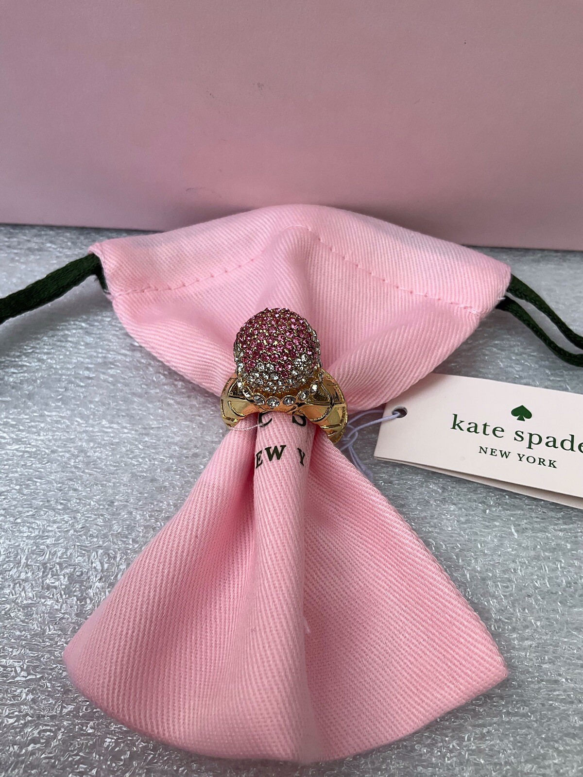 NWT KATE SPADE NEW YORK ICE CREAM SUNDAE 12-K Gold Plated Metal Glass Stone Ring