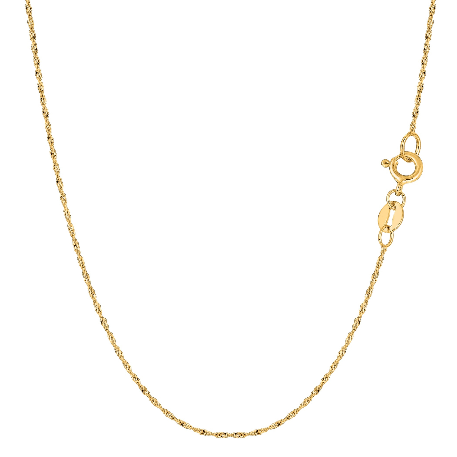 10k Yellow Real Gold Singapore Chain Necklace, 0.8mm, 18″