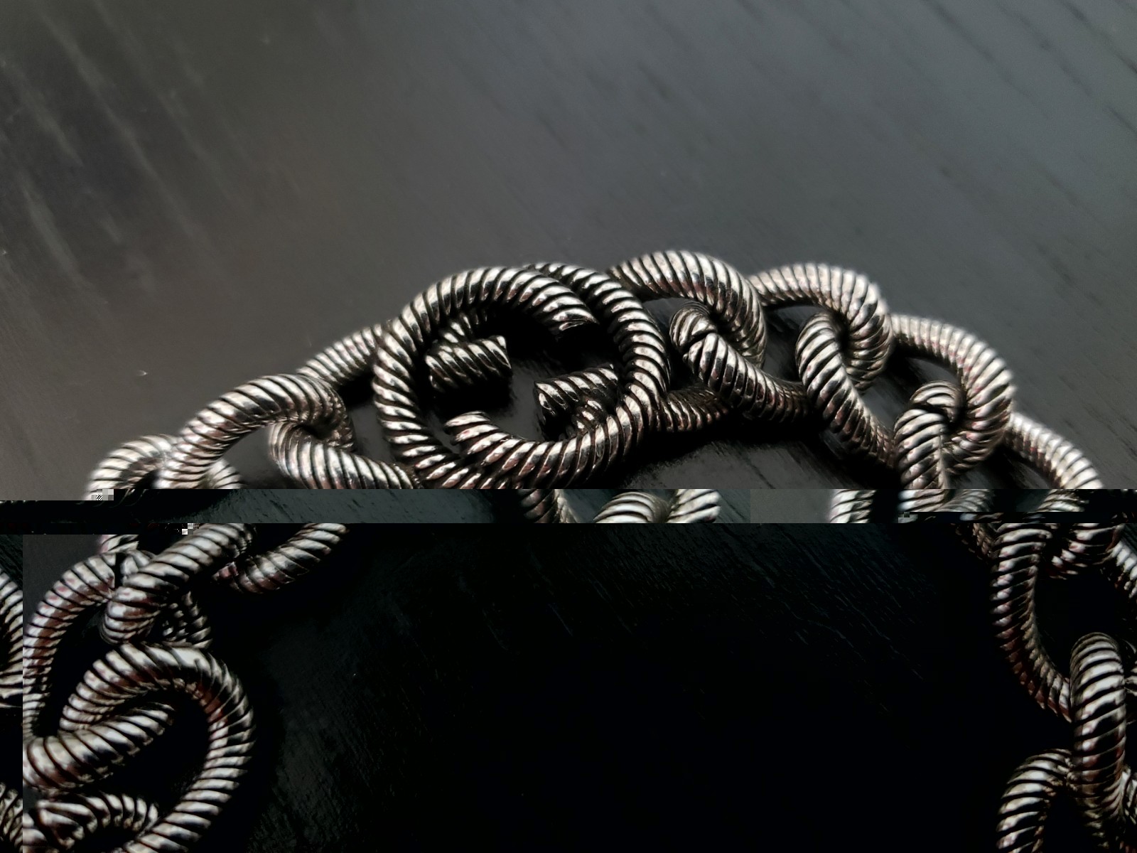 Gucci Sterling Silver Rope Design Heavy Link Bracelet Box Papers