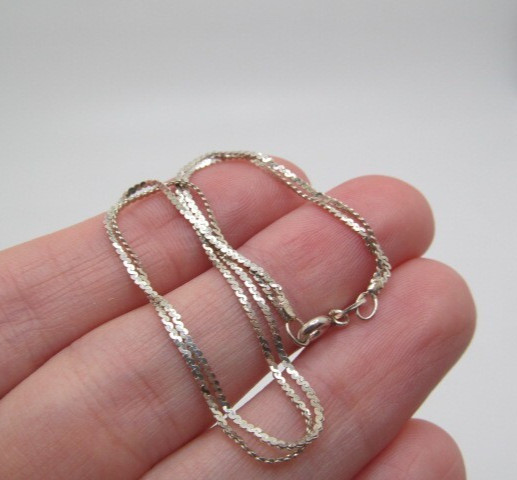 925 Sterling Silver Italy Double Serpentine Link Layer Chain Bracelet 7.25 In