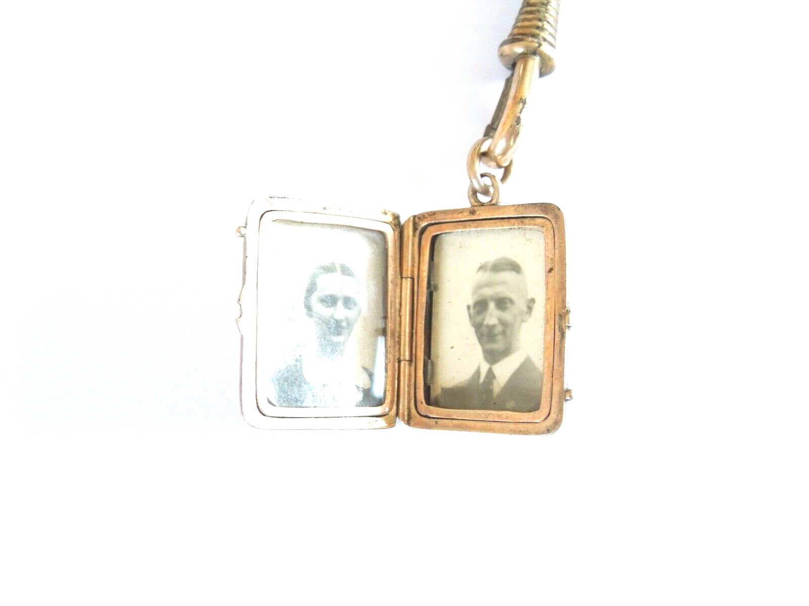 Old Gilded Hinge Watch Chain With Photo Medallion, Pendant 21.9 G/Approx. 28 Cm