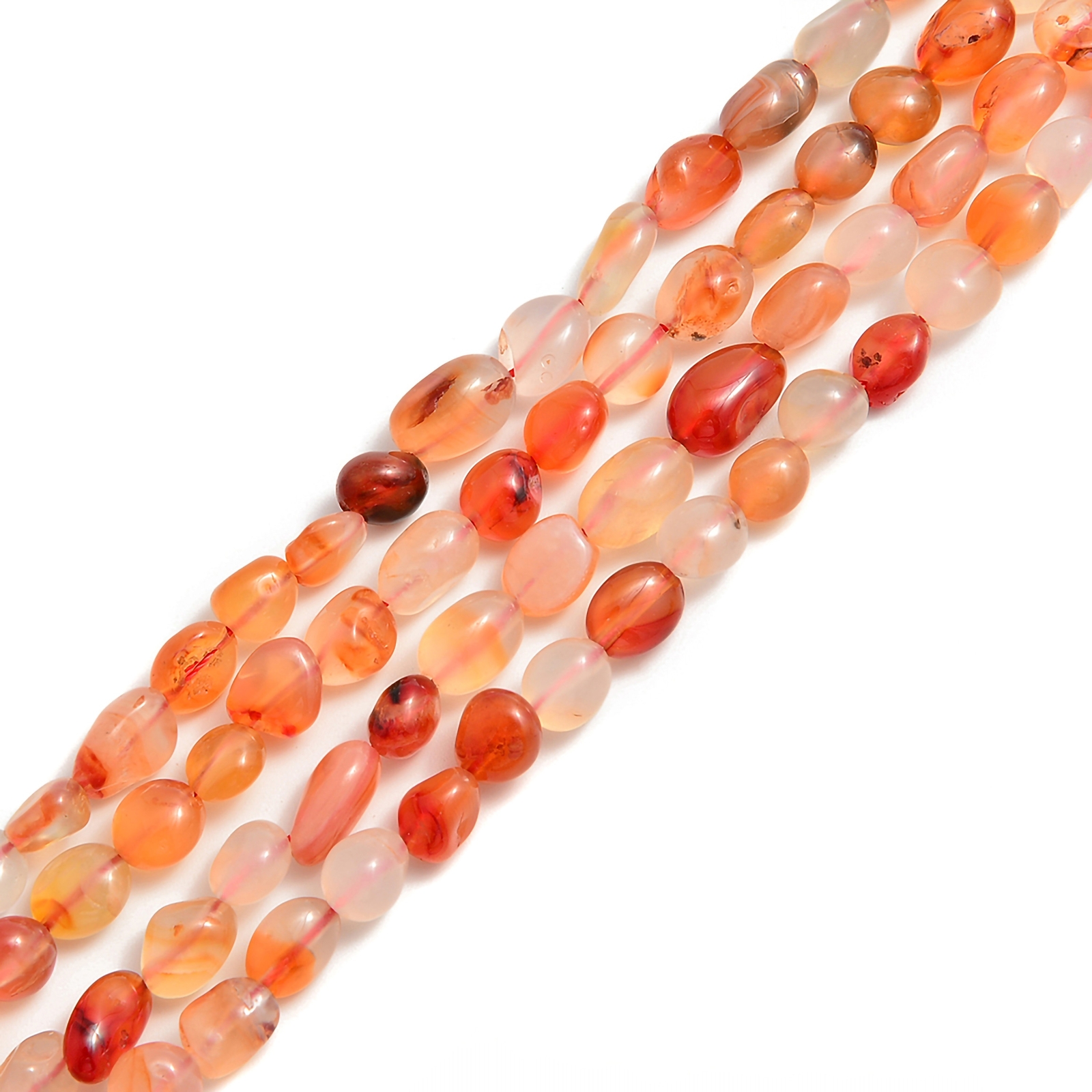 Carnelian Nugget Smooth Pebble Nugget Beads Approx 6-8mm 15.5″ Strand