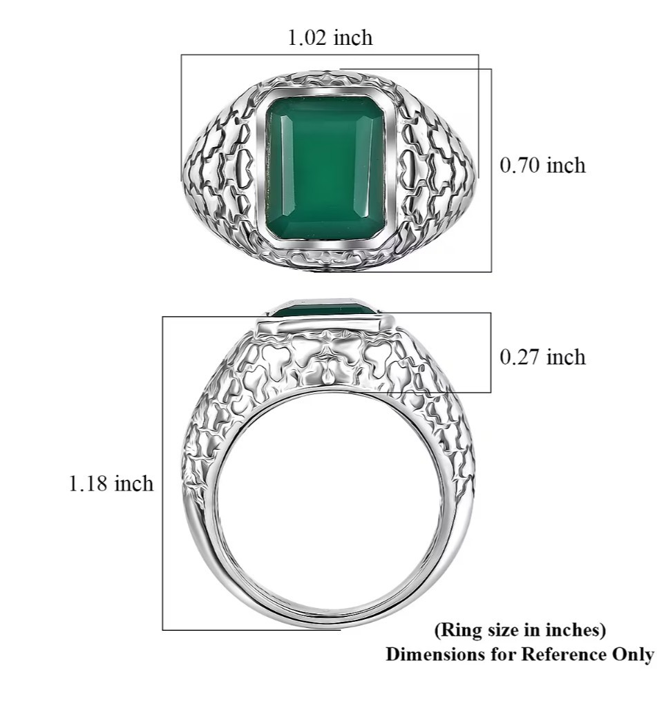 D’Joy Verde Onyx 5.85 ctw Art Deco Ring Size 6 in Rhodium Over Sterling Silver