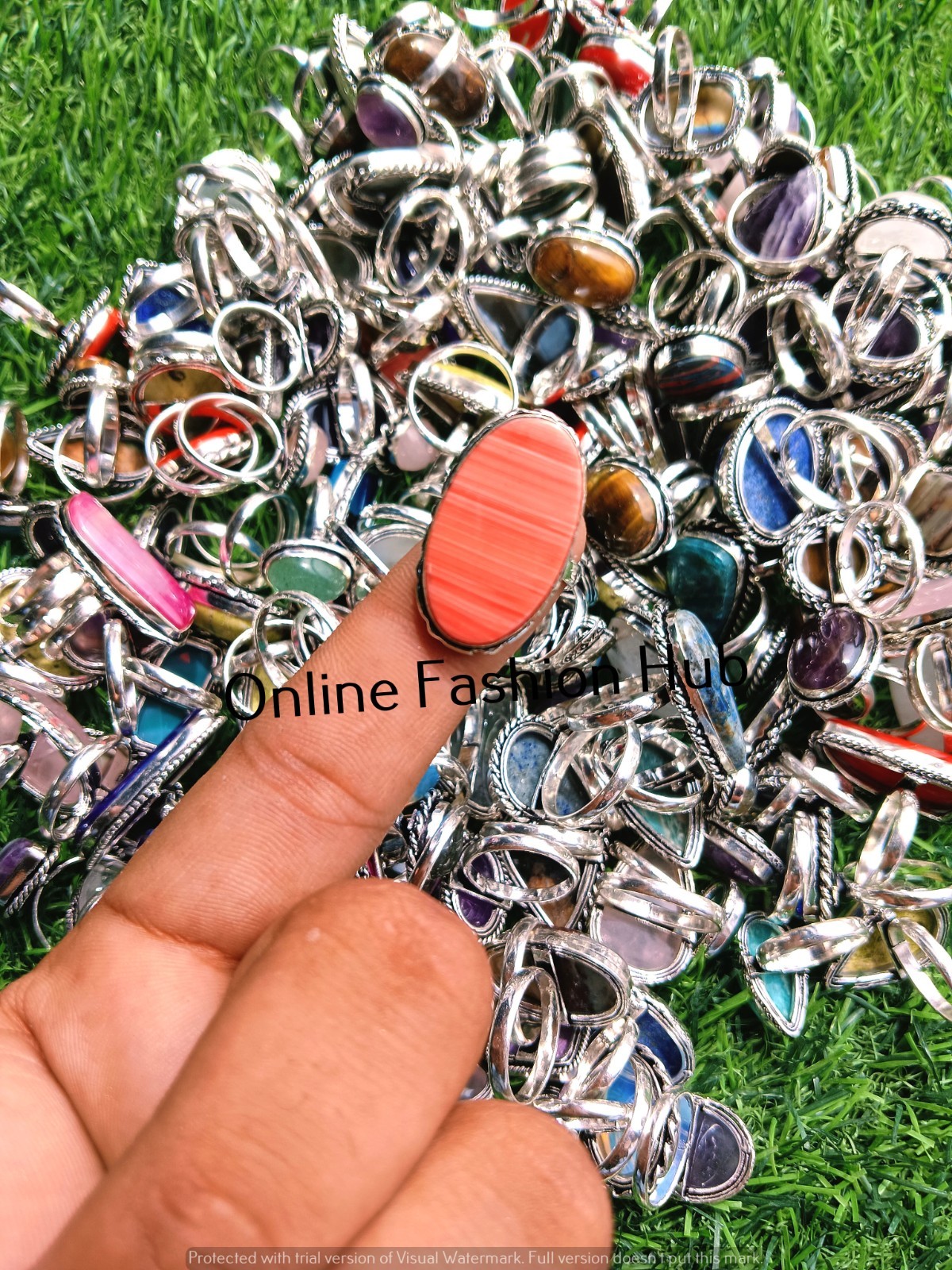 Trendy Onyx & Mix Gemstone 925 Sterling Silver Plated Rings Lot Big sale Jewelry
