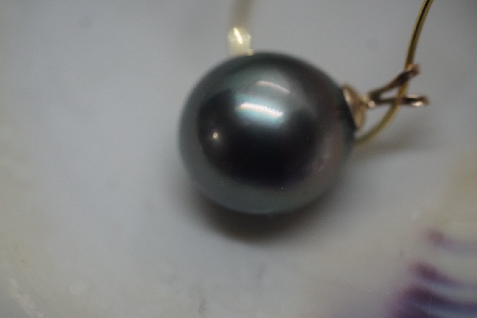 14KT 13.0mm AAA Medium Gray Genuine Tahitian Pearl Pendant NEW