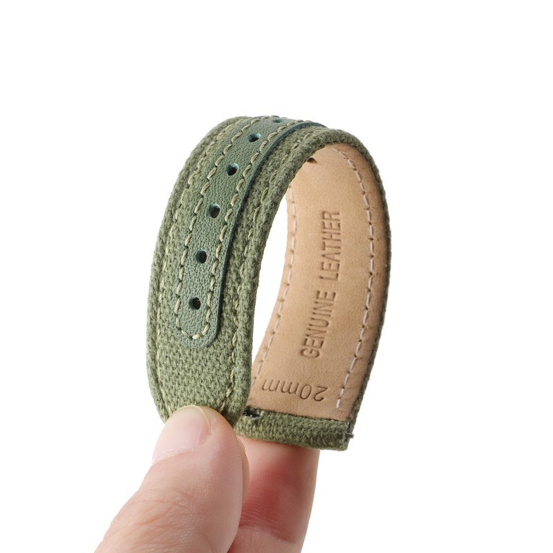 Quick Release Nylon Canvas Leather Watch Band Brushed Pin Buckle Strap Mens 20mm