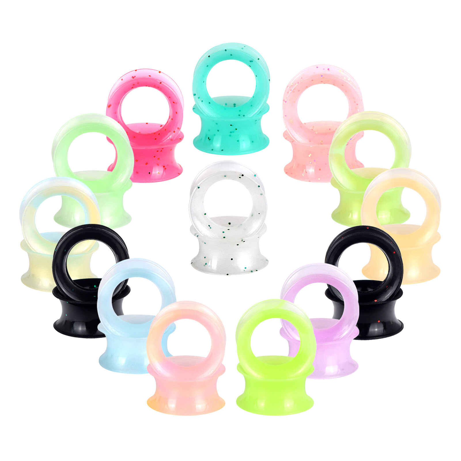 2PCS Thin Skins TUNNELS Silicone Plugs Flesh Ear Gauges Expander Body Piercing