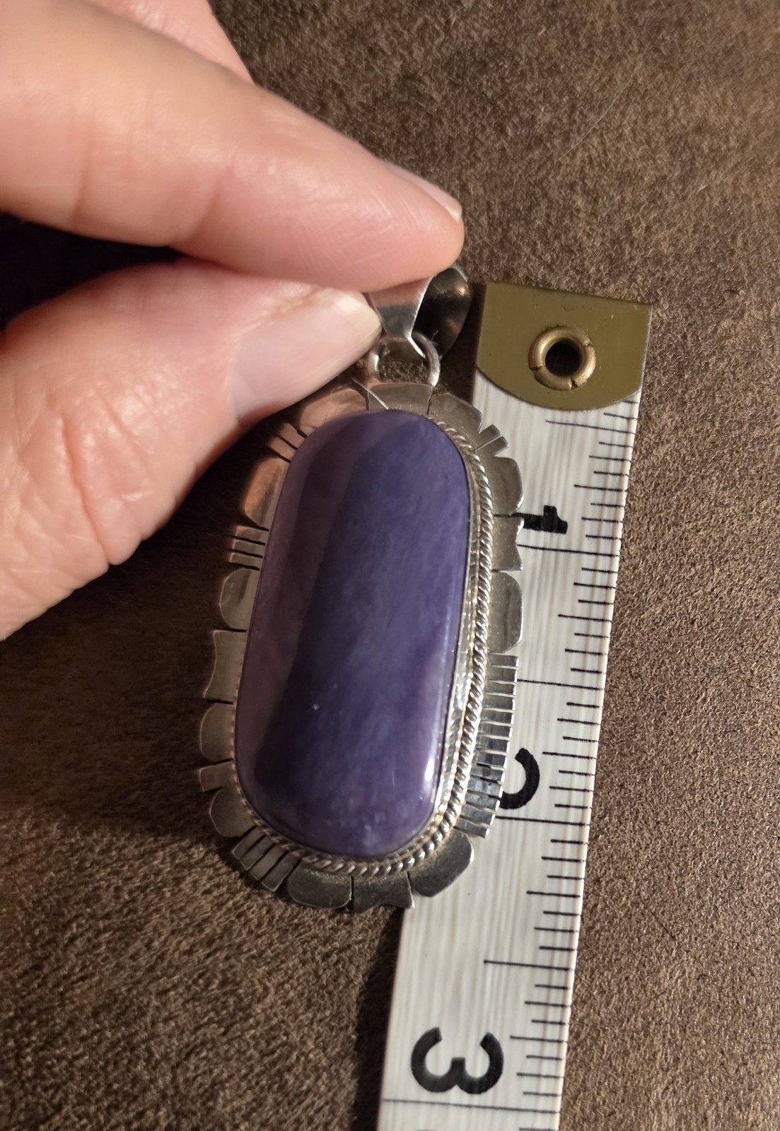 Beautiful Large Navajo Sterling Silver Sugilite Pendant by Kay Yazzie