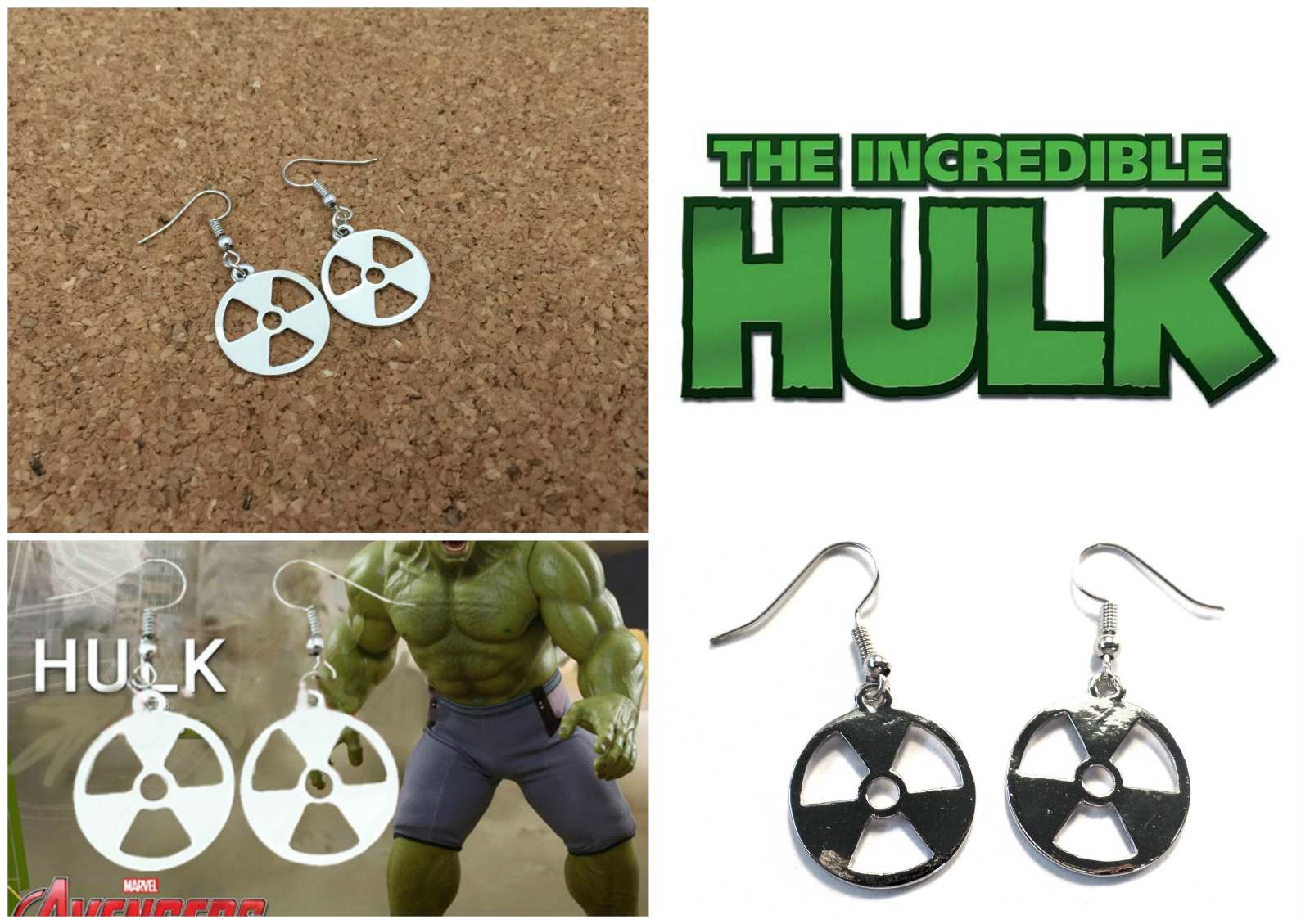 Marvel Comics Hulk Gamma Radiation Dangle Earrings W/Gift Box USA Seller