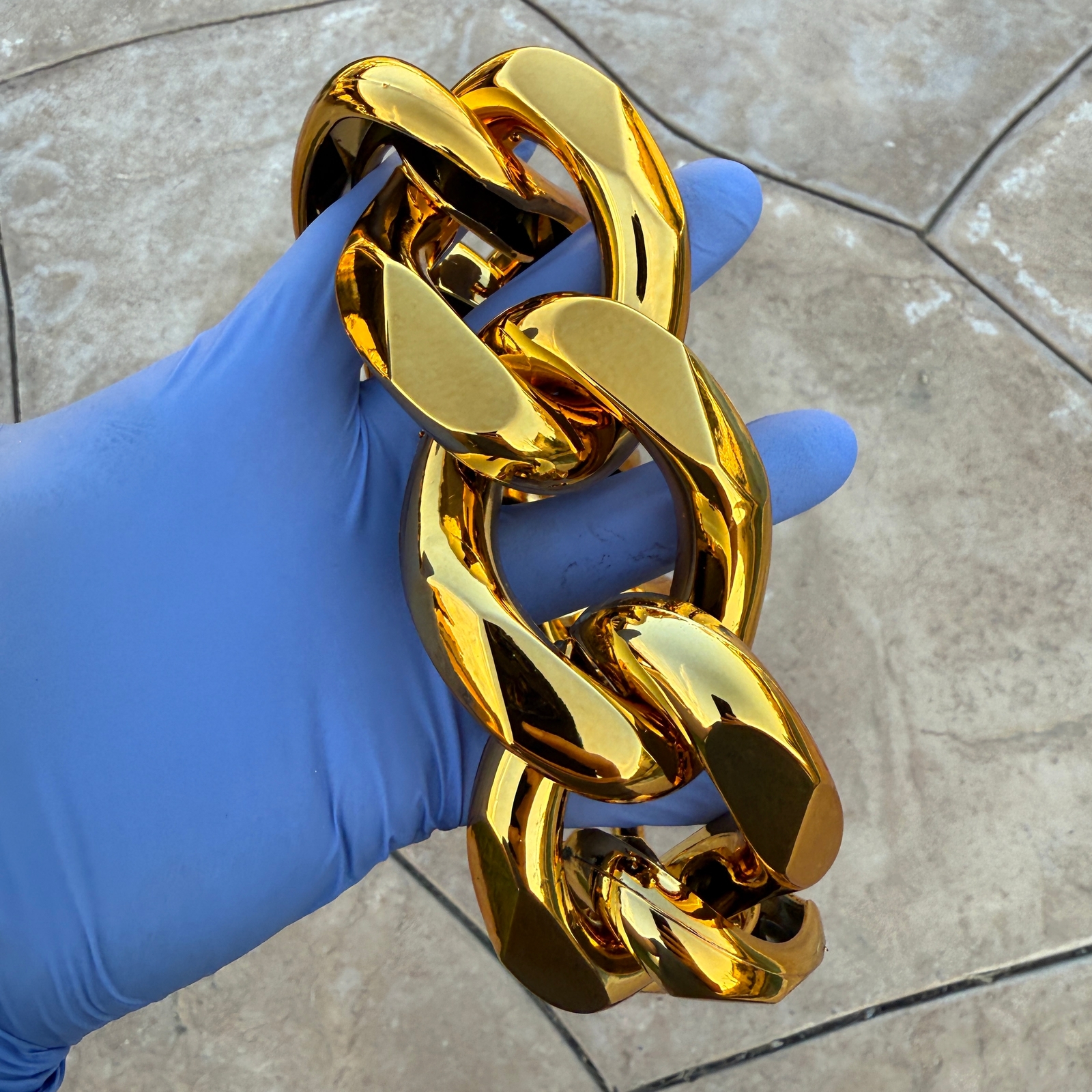 Huge Jumbo Hip Hop Chain Cuban Link Plastic Necklace Gold-Tone 60MM Thick 39″