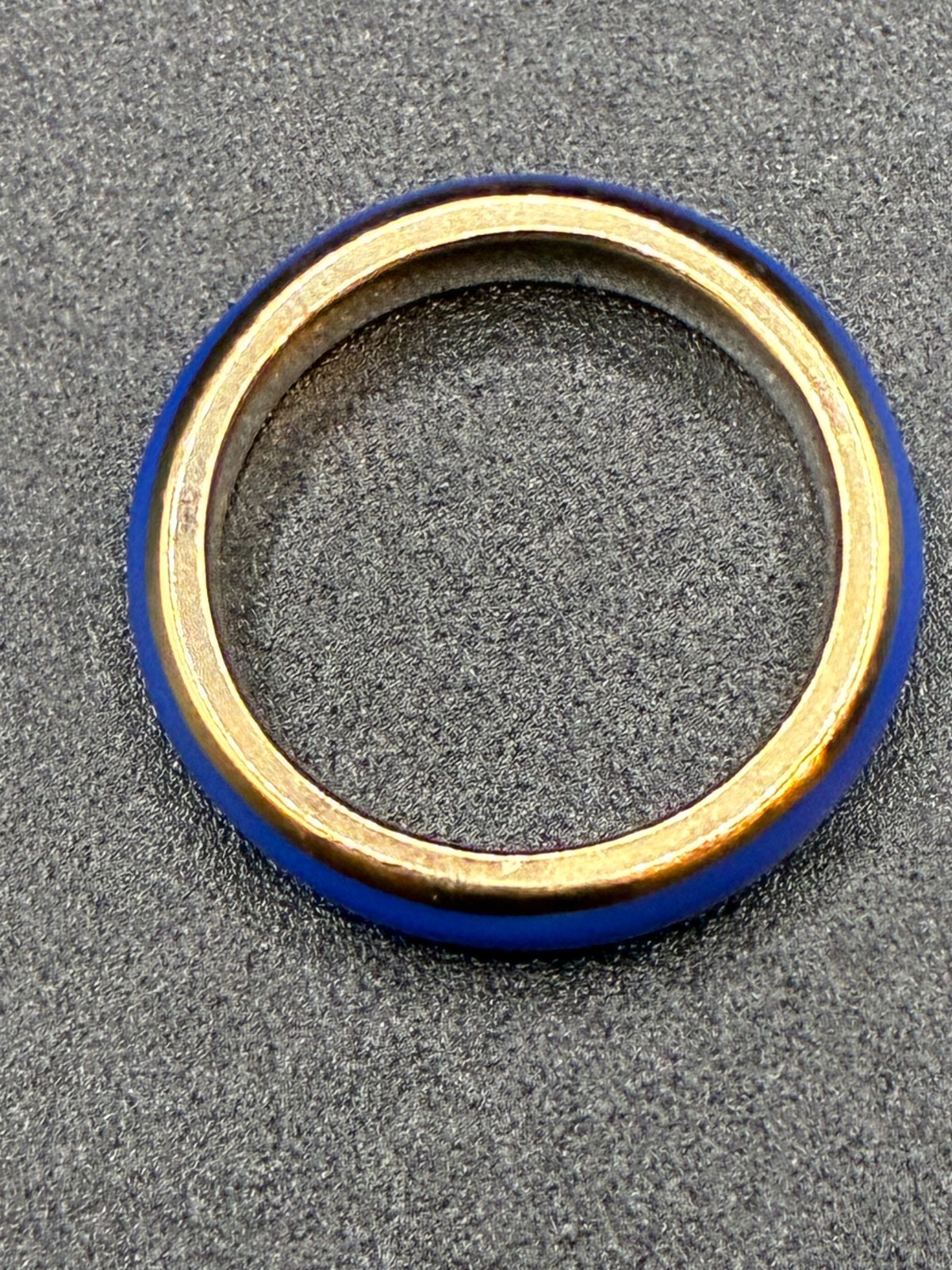 CAST sterling silver ring with 9k Gold accents, Ceramic, Cobalt Blue, Size 5.5