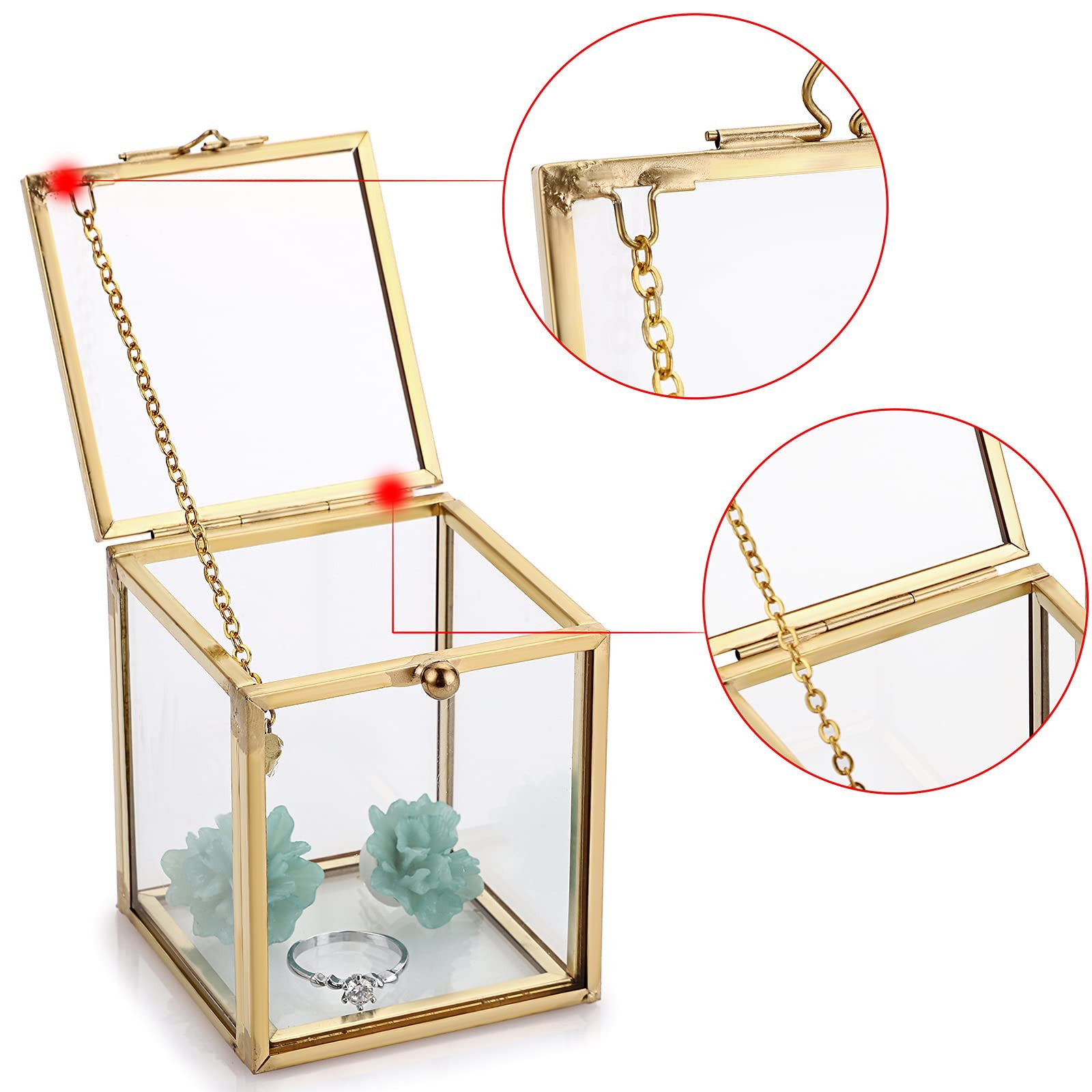 Hipiwe 2 Packs Vintage Glass Jewelry X-Small, 2.3″x 2.7″, Gold