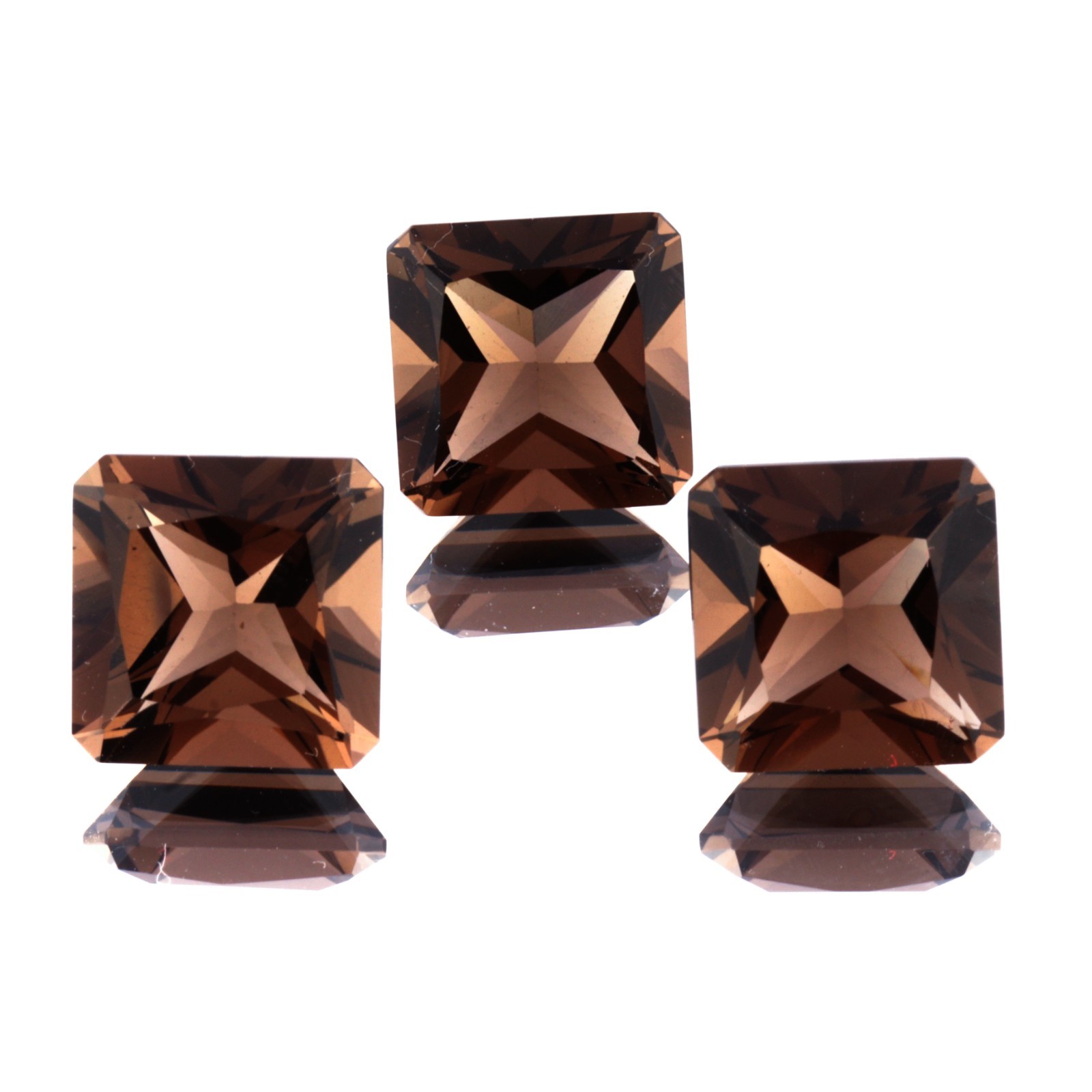 Natural Smoky Quartz Square Shape Faceted Cut 3 Pcs Gemstone 13.25 Ct 10X10X6 mm