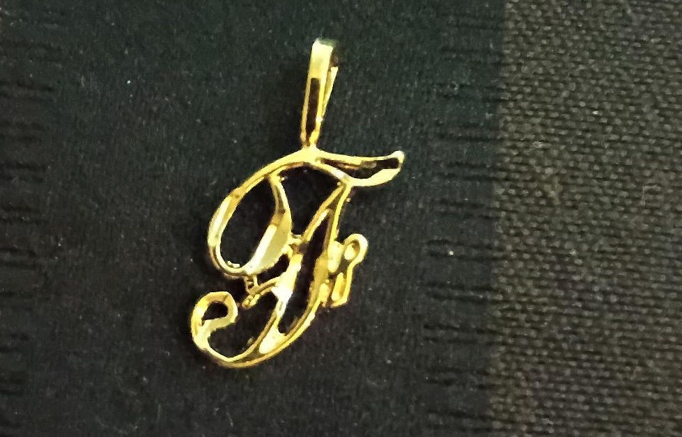 Gold Plated Initial Pendant 24k Yellow Gold Cursive Letters A to Z Diamond-Cut