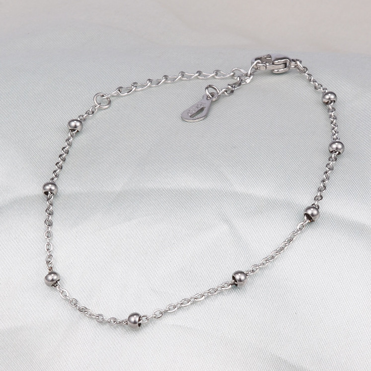 10″ Stainless Steel 18K Rose Gold Silver Beads Foot Ankle Chain Anklet Gift PE10