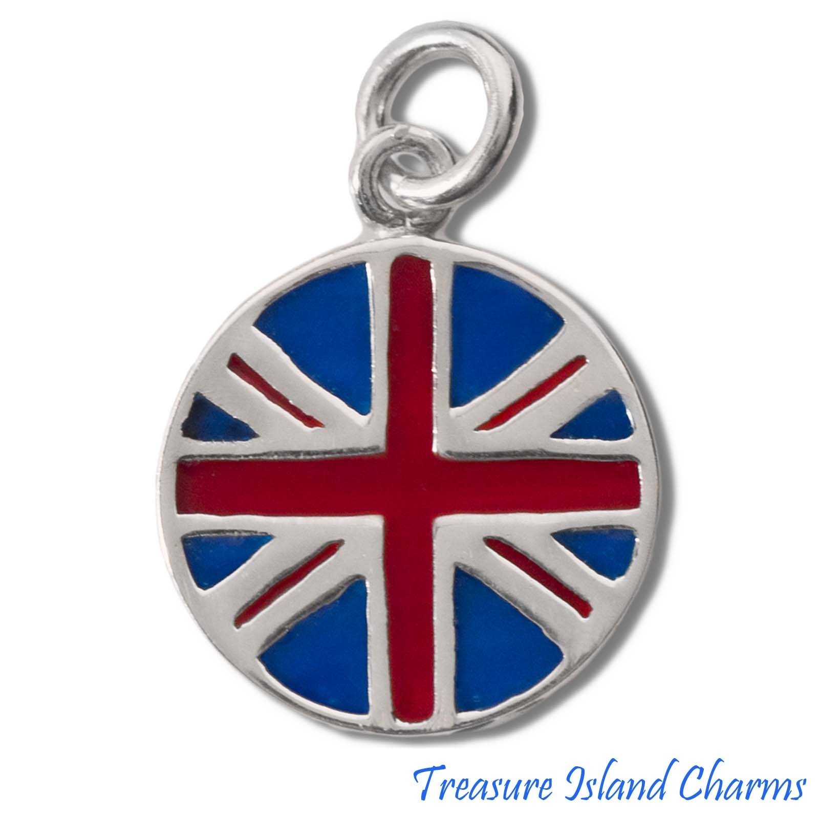 United Kingdom UK British Enamel Flag 925 Sterling Silver Charm The Union Jack
