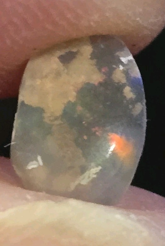 0.71 ct Natural Lightning Ridge Crystal Opal Freeform Red Orange Fire Flash Gem