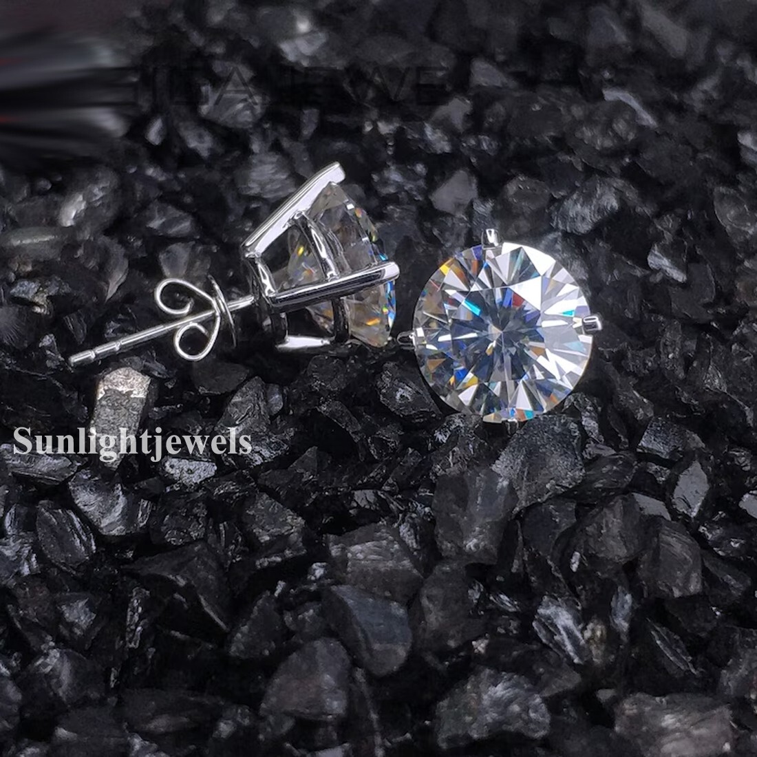 5 Ct Certified Treated Off-White Diamond Solitaire Studs 925 Silver Great Shine