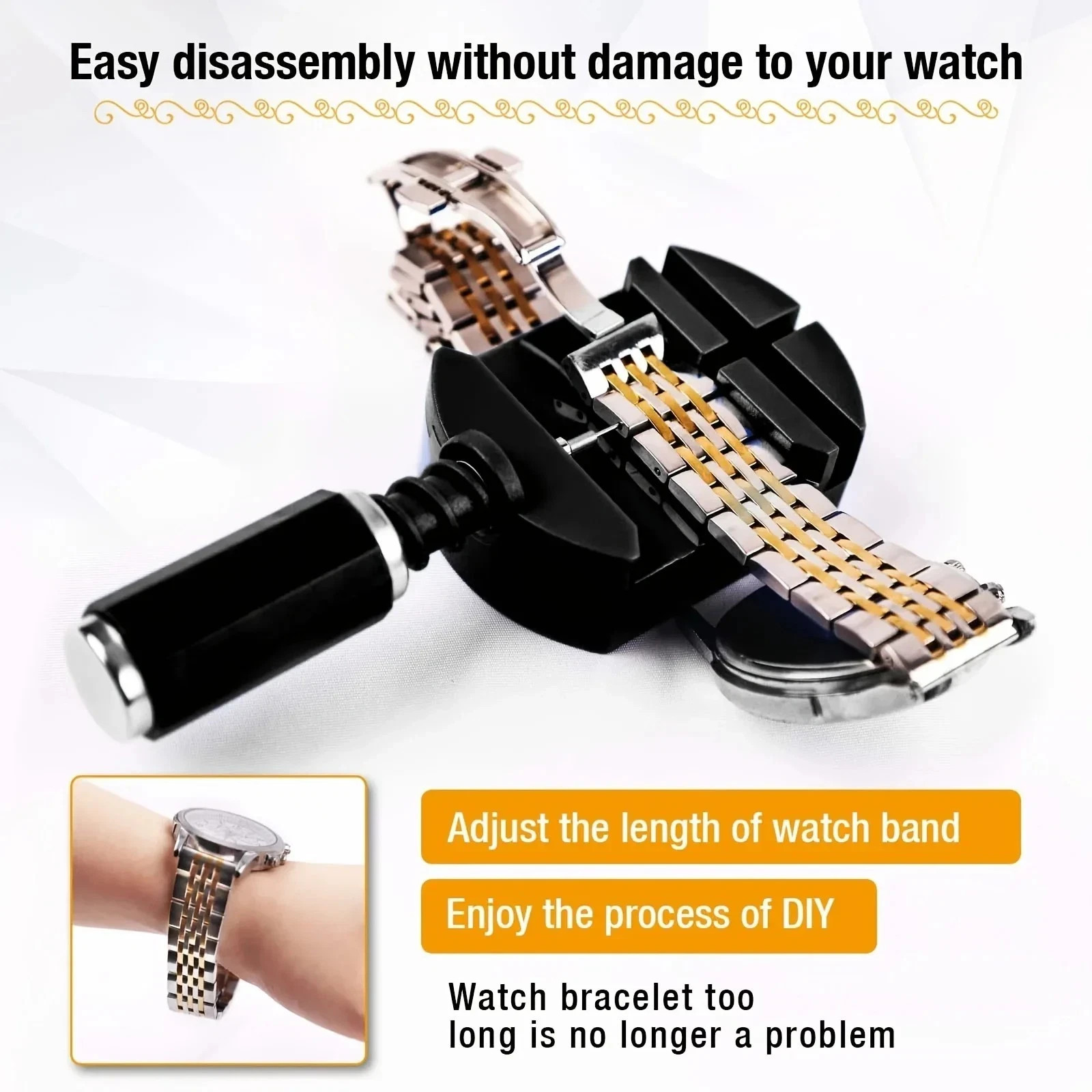 Watch Link Removal Kit, Watch Band Sizing Tool for Watch Strap Adjustment, Watch