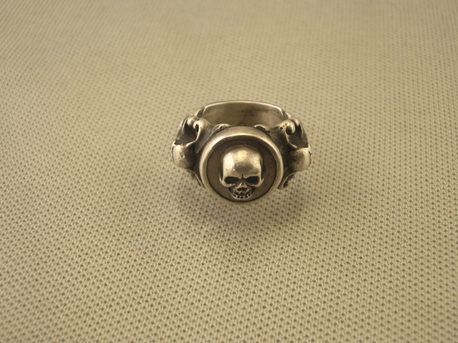 Rare antique silver Memento Mori Skull Ring Size 7.5