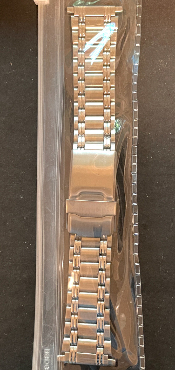 NOS Vintage Speidel Men’s Watch Bracelet Silver Steel 18mm to 24mm Adjustable 20