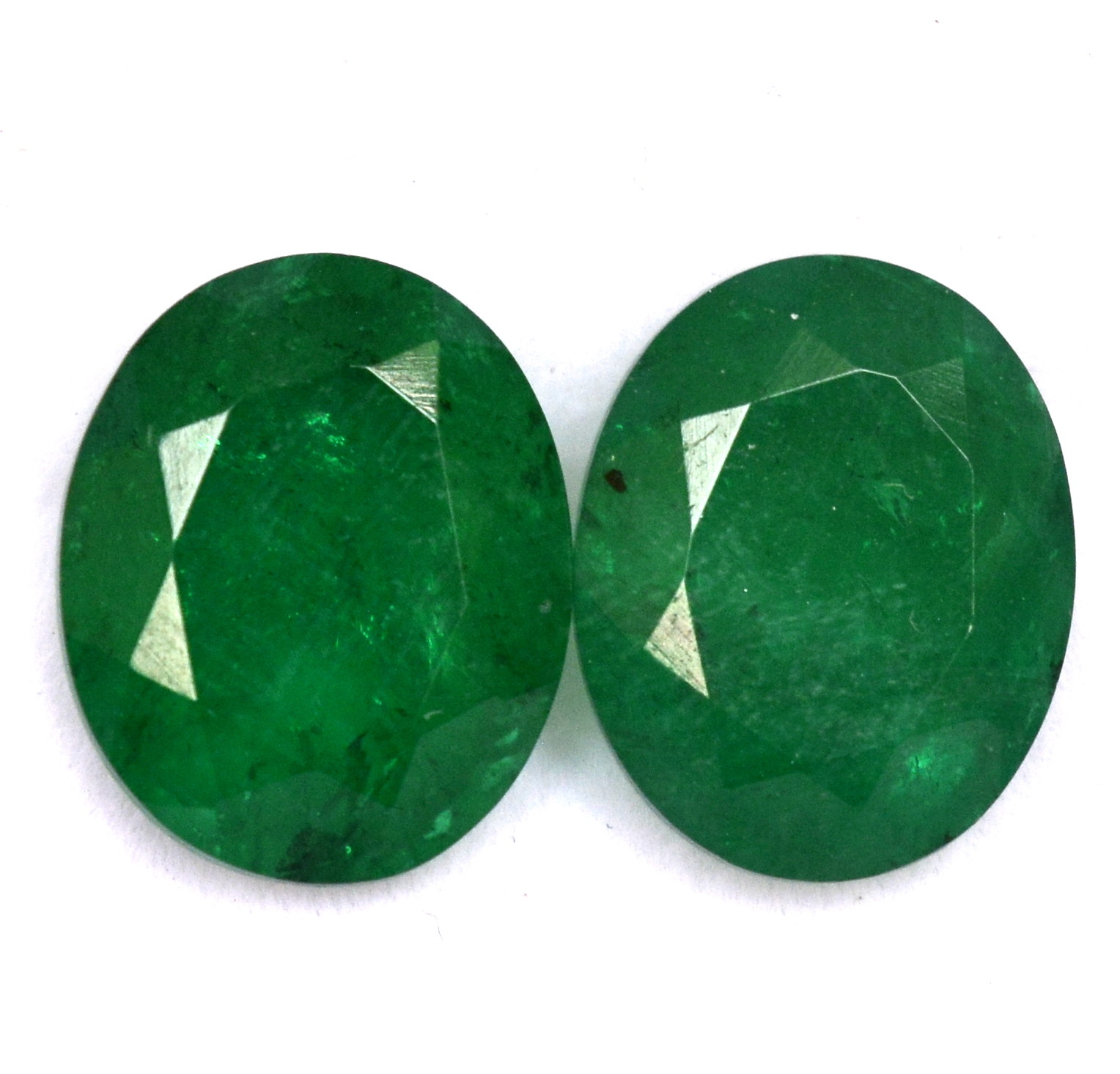 11×9 mm Emerald Color Doublet Oval Cut Pair 7.16 Cts Faceted Loose Gemstones