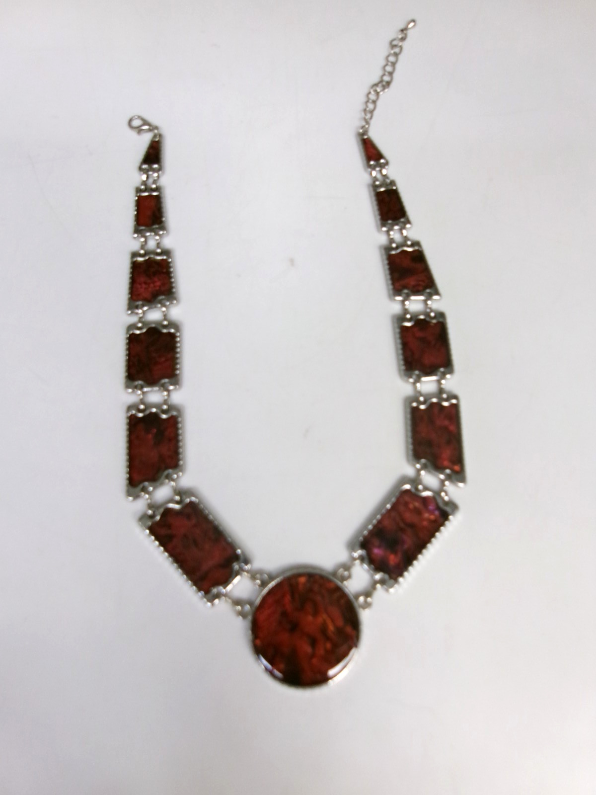 Red Abalone Necklace, Bracelet, Earrings, and Ring Set