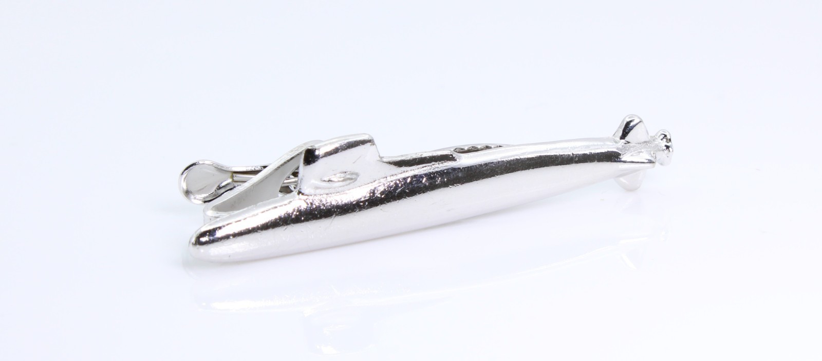 Vintage Silver Tone Submarine Tie Clip Bar Navy Military Nautical Memorabilia