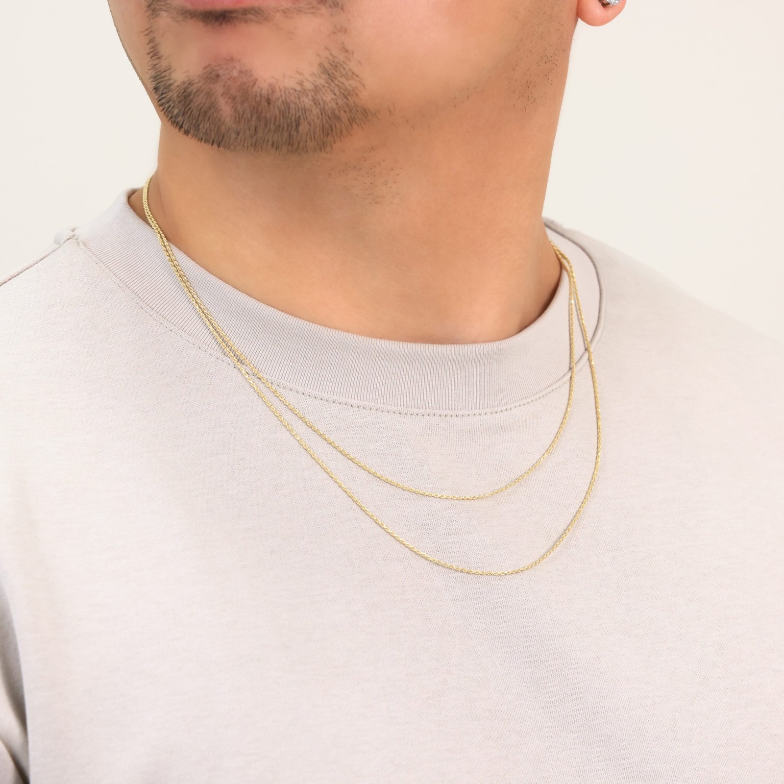 10K Yellow Gold Solid 1mm Diamond Cut Rope Chain Pendant Link Necklace 16″-24″