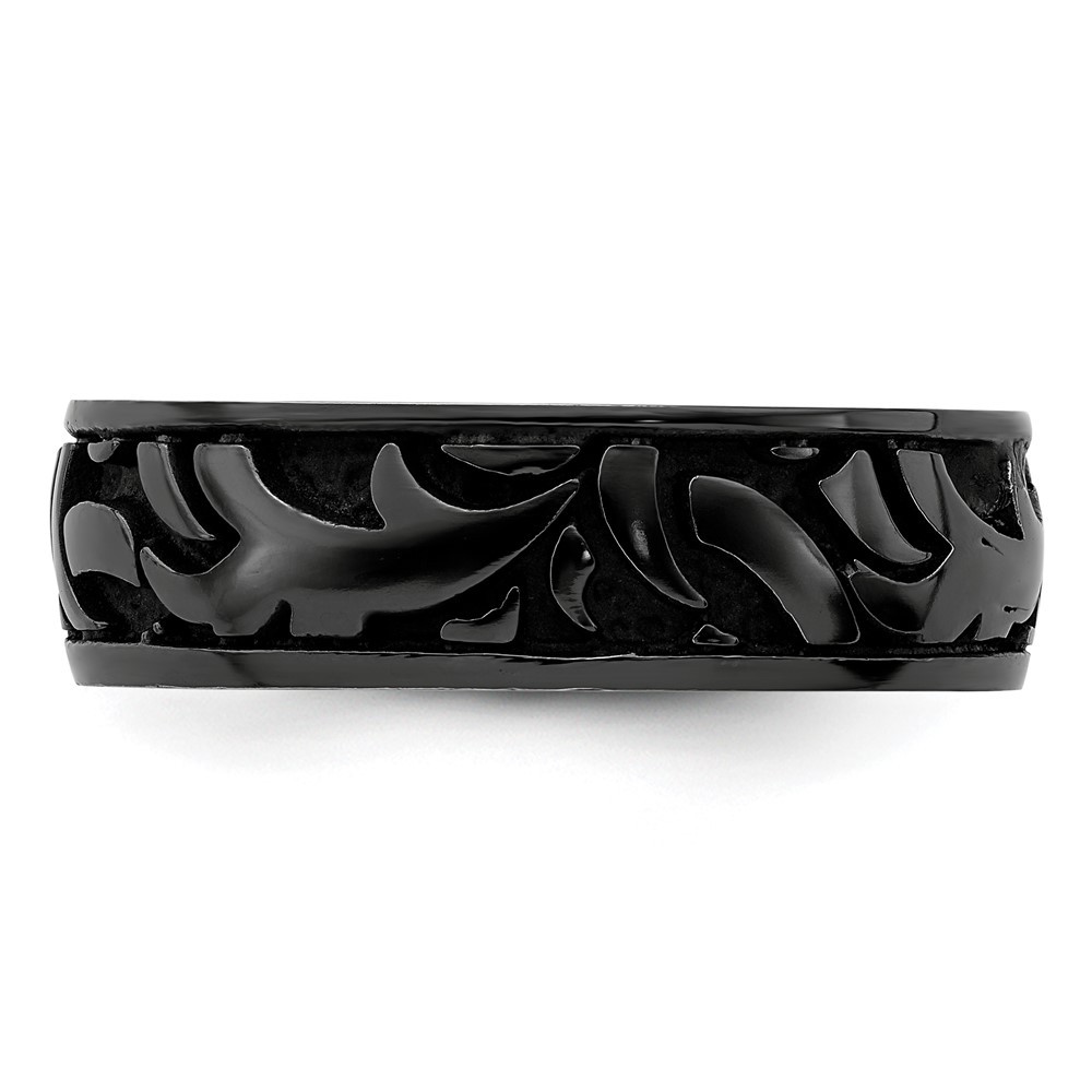 Black Titanium Casted Design 7mm Band Ring Size 10 for Men’s