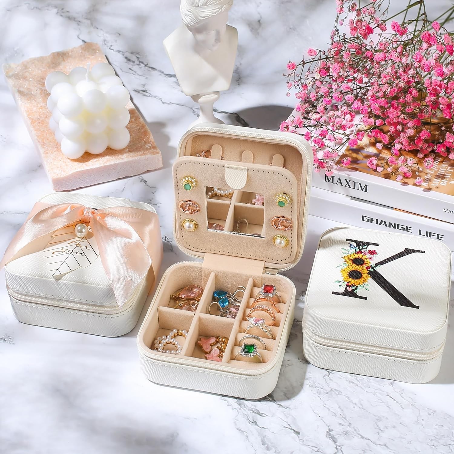 teen girl gifts trendy stuff,Jewelry Box Organizer,Travel Initial Jewelry Box…