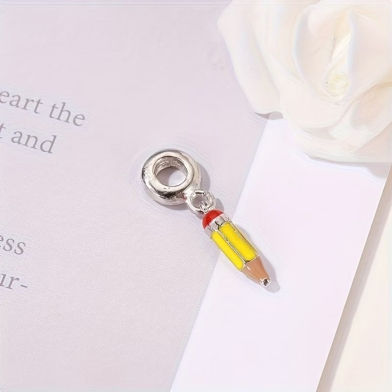 Yellow Pencil Sterling Silver Charm for Bracelet