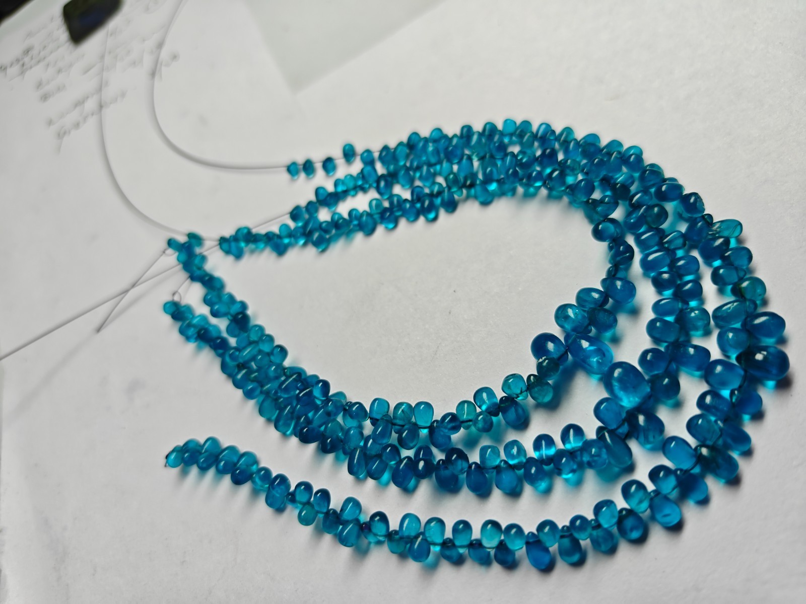 AAA Neon Blue Apatite Teardrop Beads: Smooth Gemstone Strand (6 Inches)