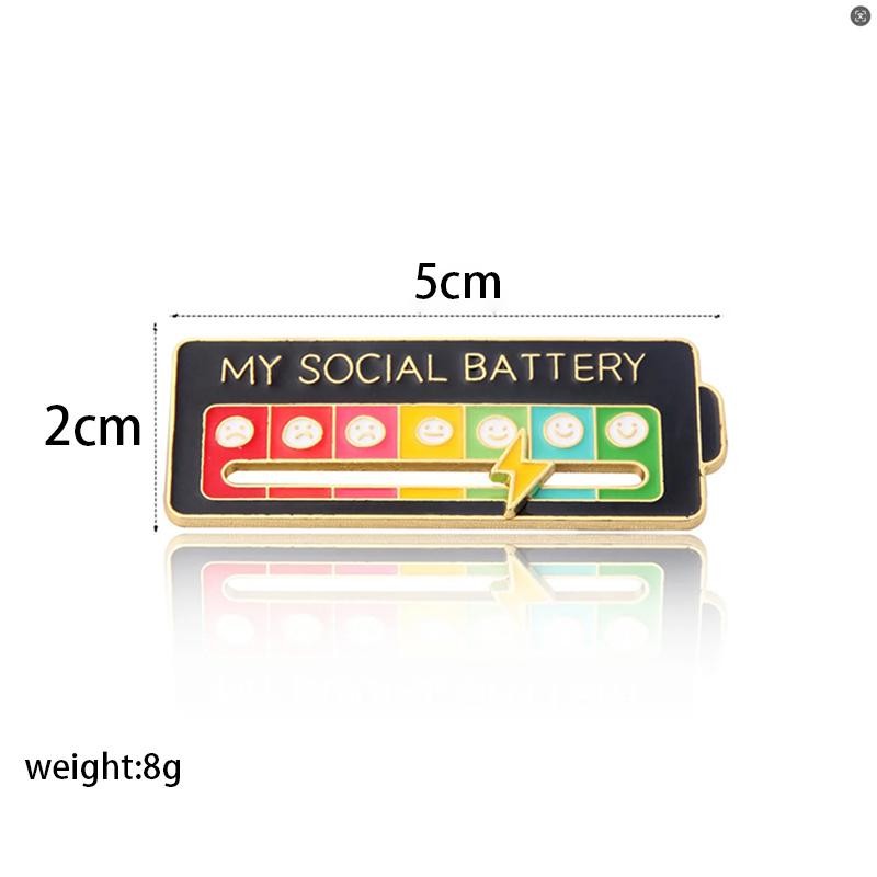 My Social Battery Pin Mood Expression Badge Funny Alloy Brooch For Clothes Gift