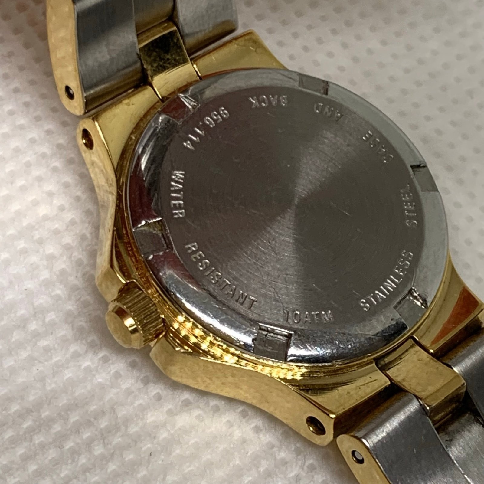 Belair watch women date gold tone black dial 23mm 956-114 quartz 5.5” running
