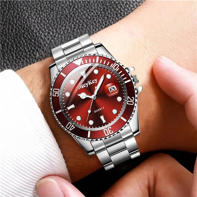 Luxury Men’s Business Watch Stainless Steel Band Quartz Calendar Casual Sports W