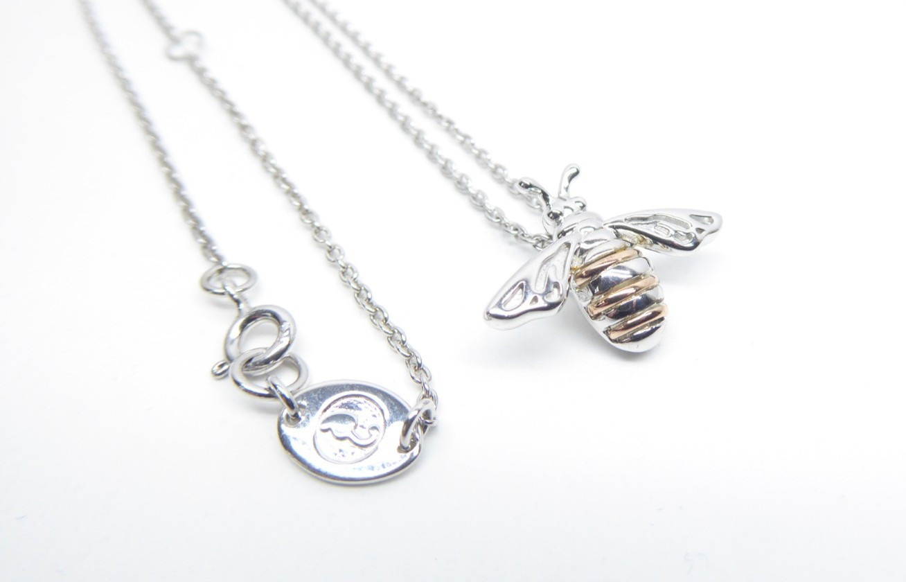 Clogau Gold Silver & 9ct Rose Gold Honey Bee Pendant 22″ Chain